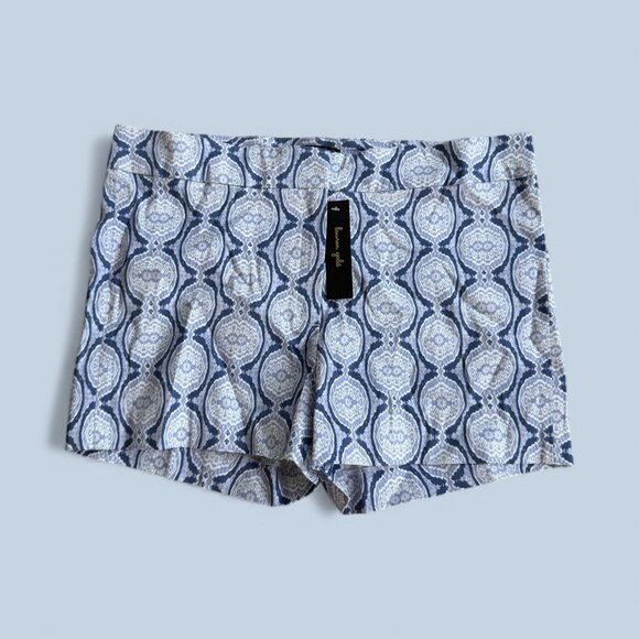 LAUREN GOLD Ikat Blue White Shorts Size 6 NEW NWT - Picture 1 of 7
